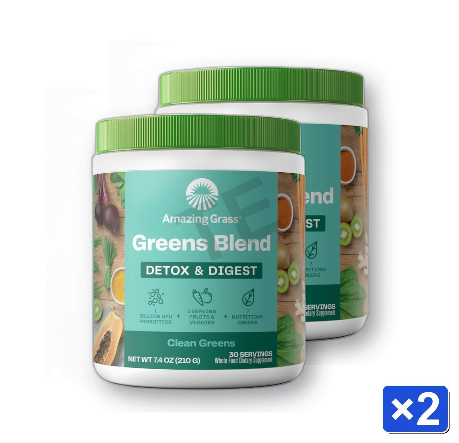 2 Pack Amazing Grass GREEN SUPERFOOD Detox & Digest 30 Servings – Exp 01/2028