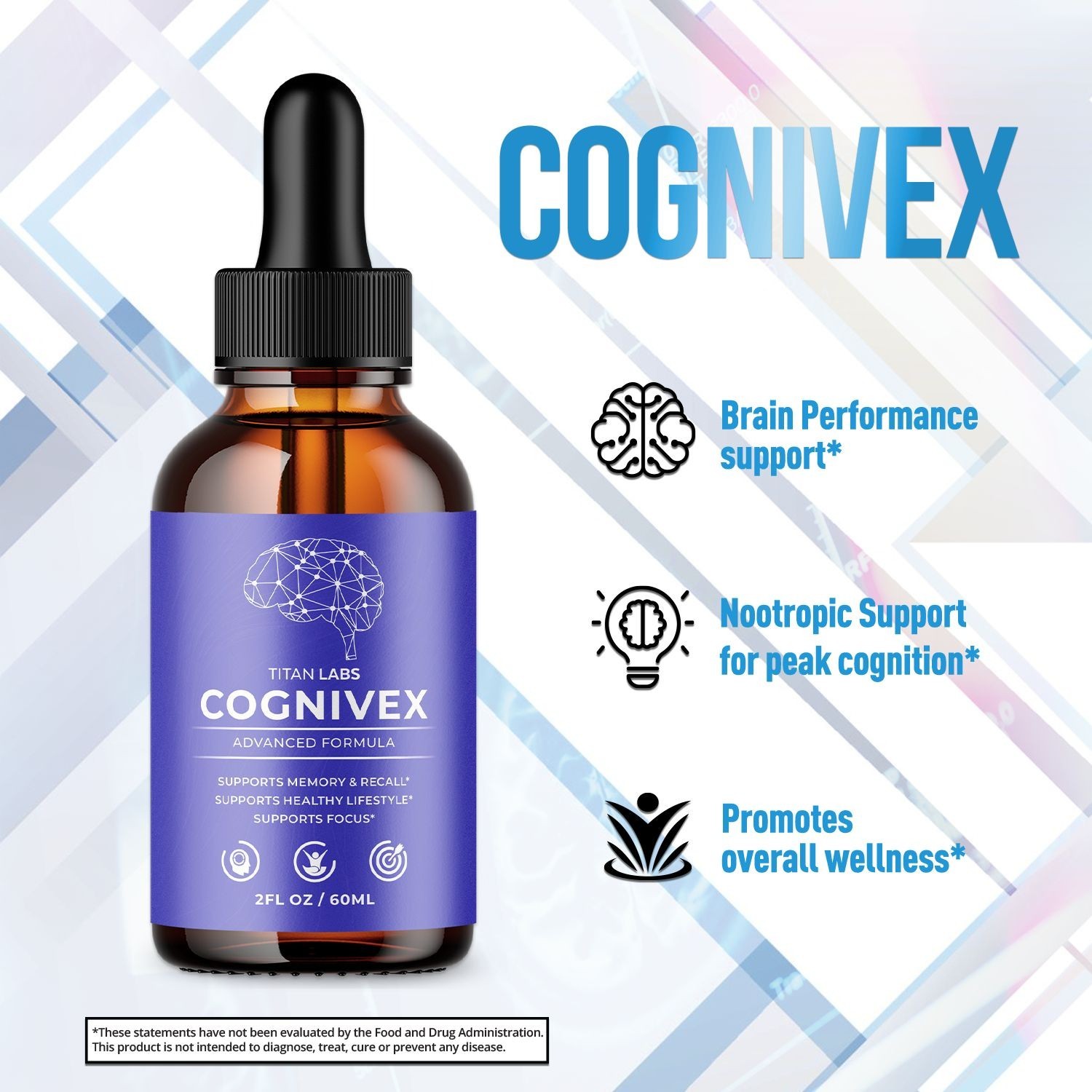 (3 Pack) Cognivex Nootropic Brain Health Support Drops Cogni Vex 90 Servings