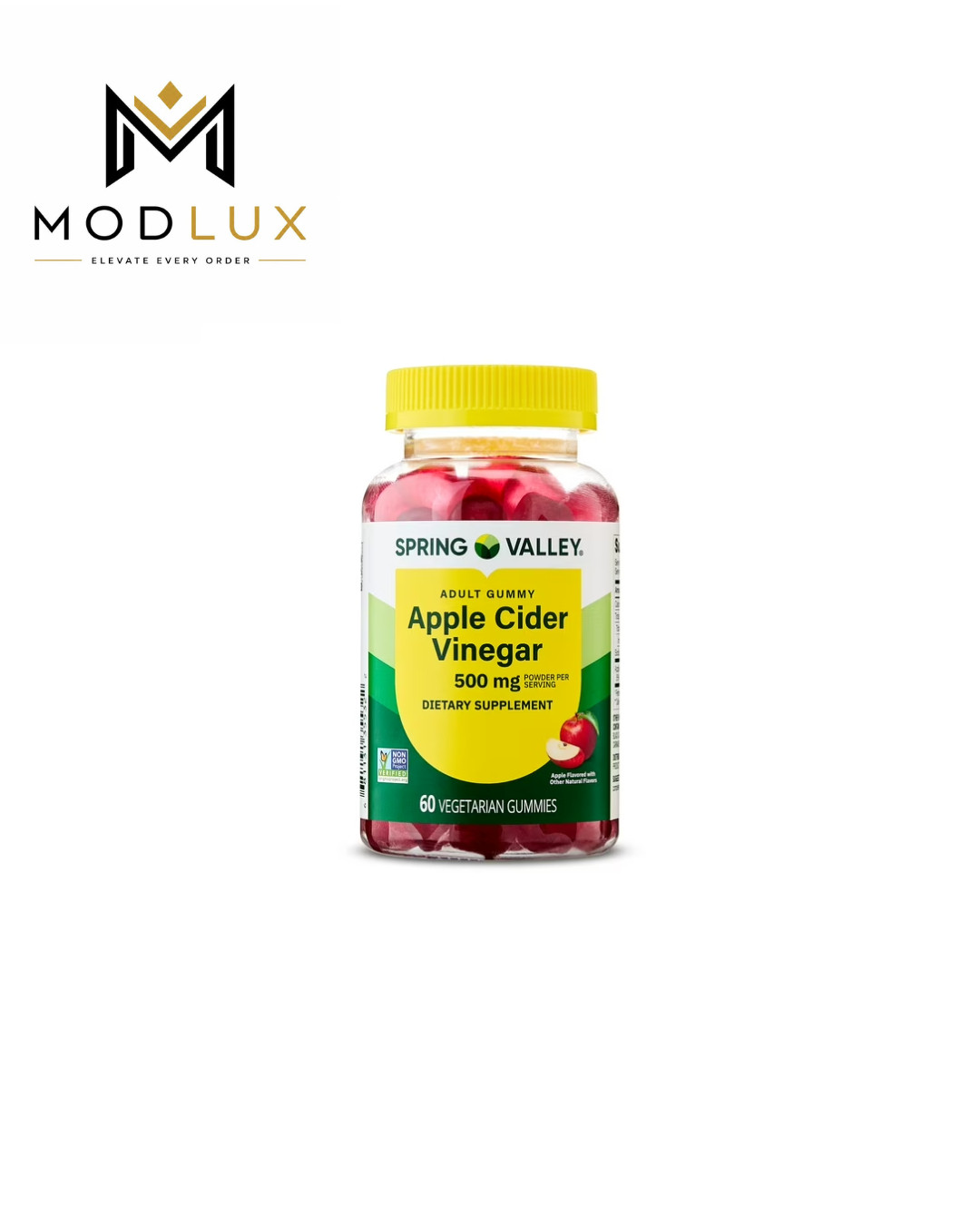 Spring Valley Apple Cider Vinegar Gummies Non GMO 500 mg 60 Count
