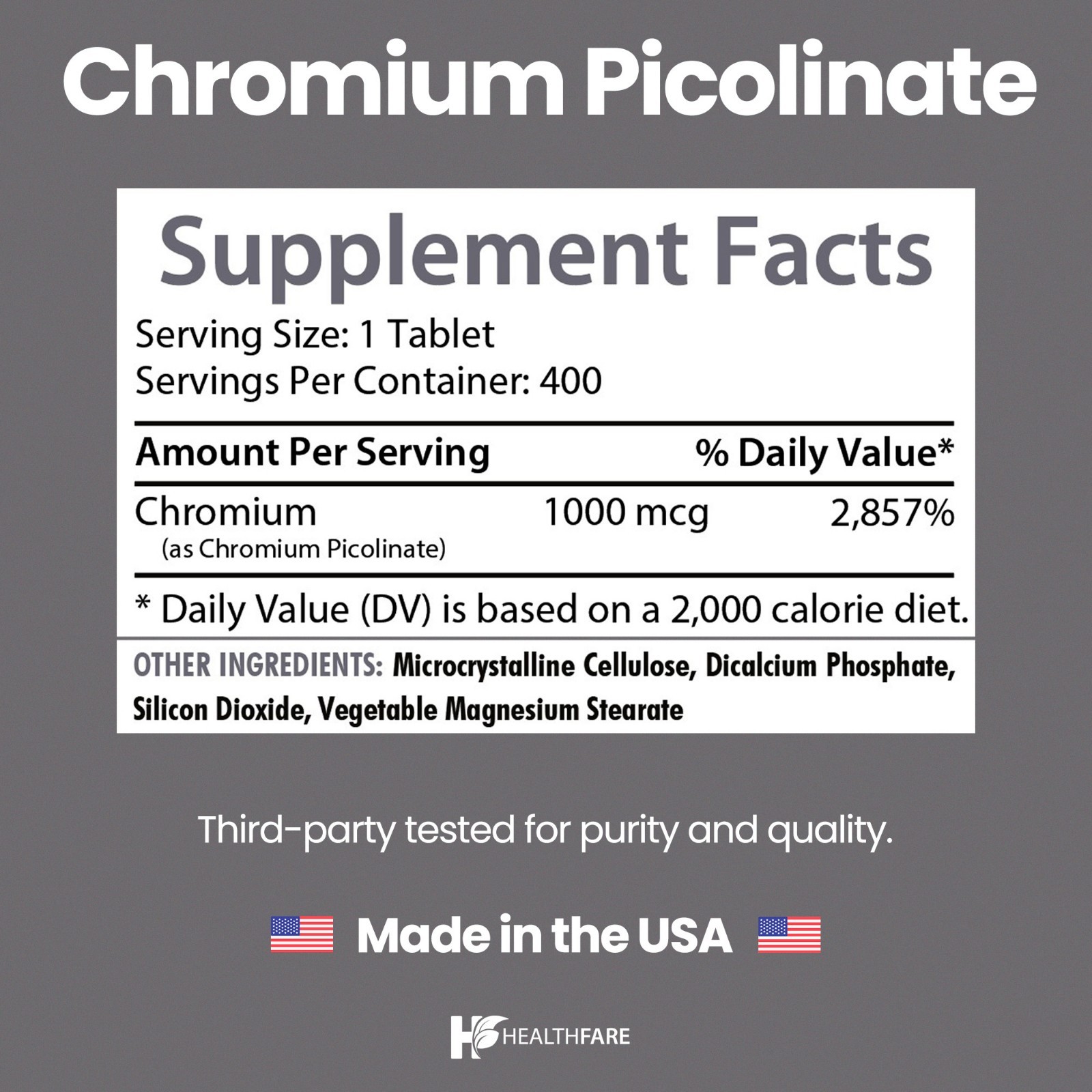 Chromium Picolinate 1000mcg 400 Tablets Support Carbohydrate Breakdown