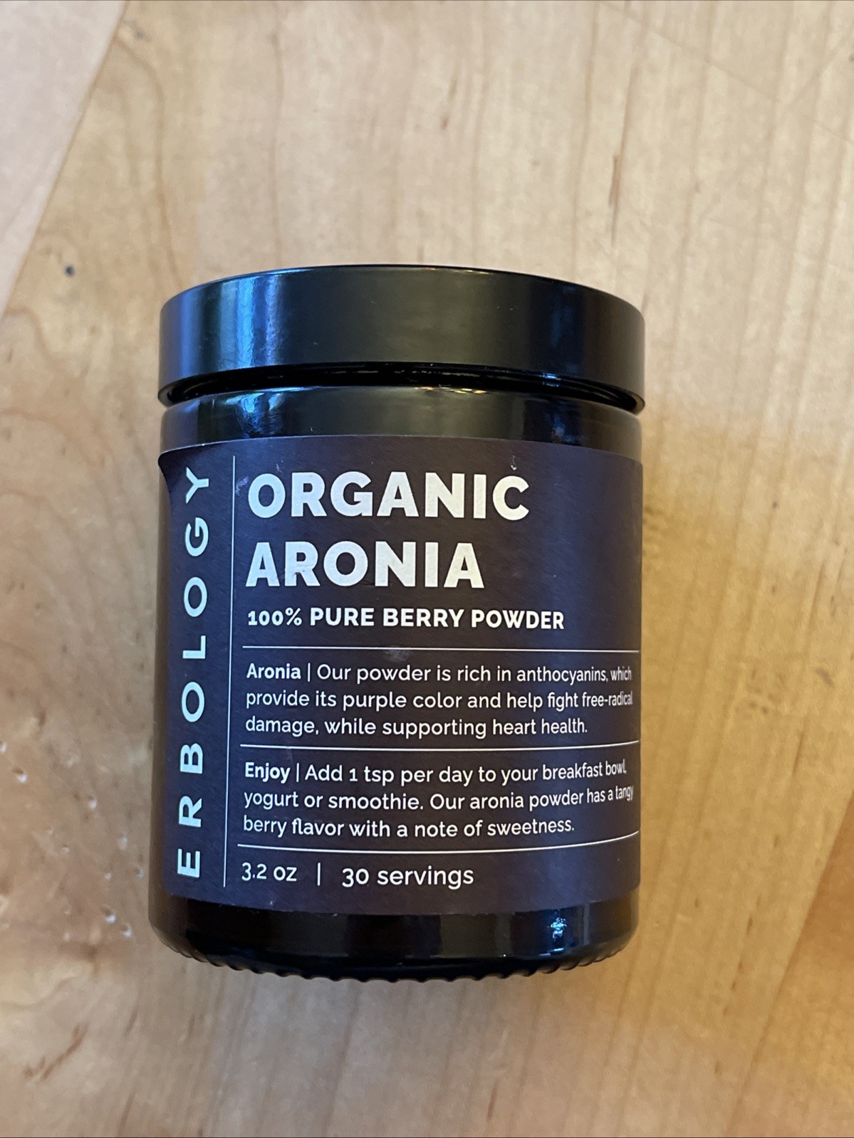 ERBOLOGY Organic Aronia 100% Pure Berry Powder 3.2 oz – 30 Servings New Sealed