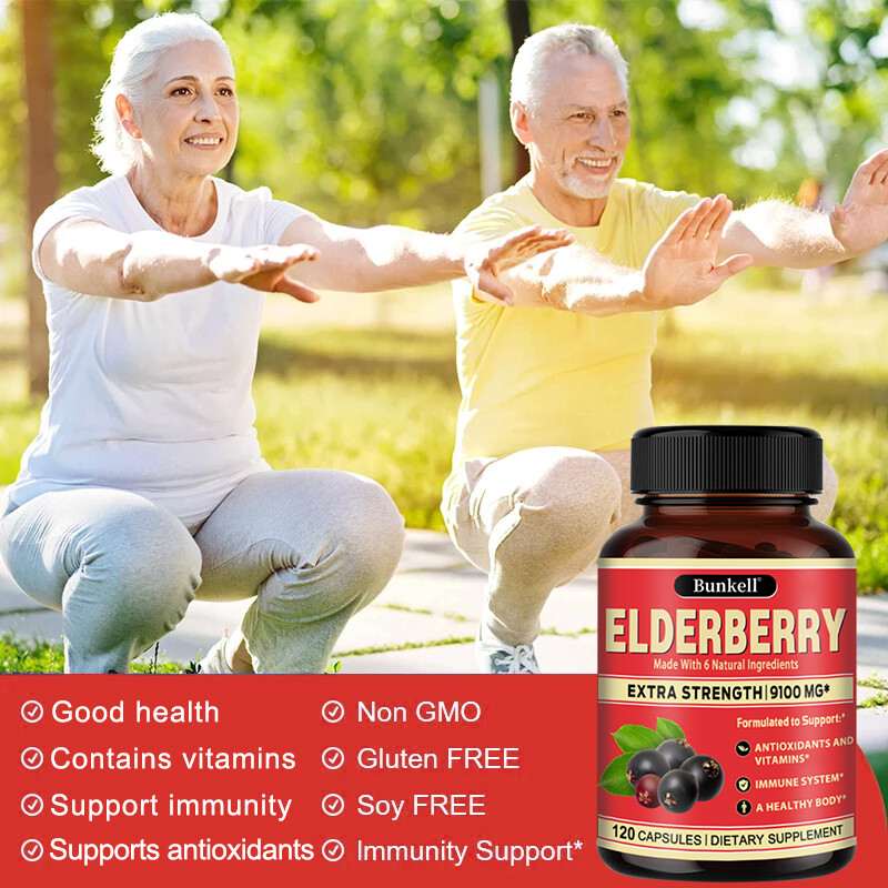 Elderberry Capsules 9100mg Immune System Support Sambucus Nigra Extract