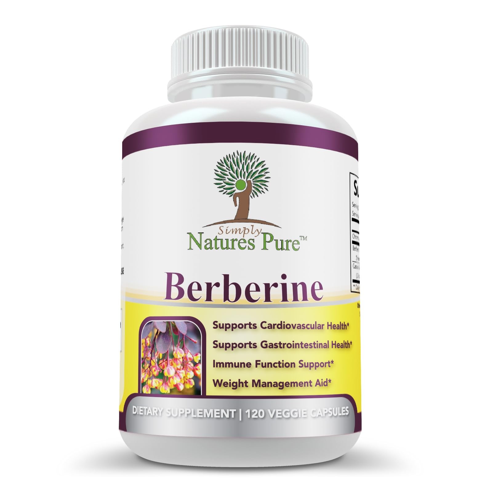 Simply Natures Pure Premium Berberine HCl 500mg – 120 Capsules – Cardiovascul…