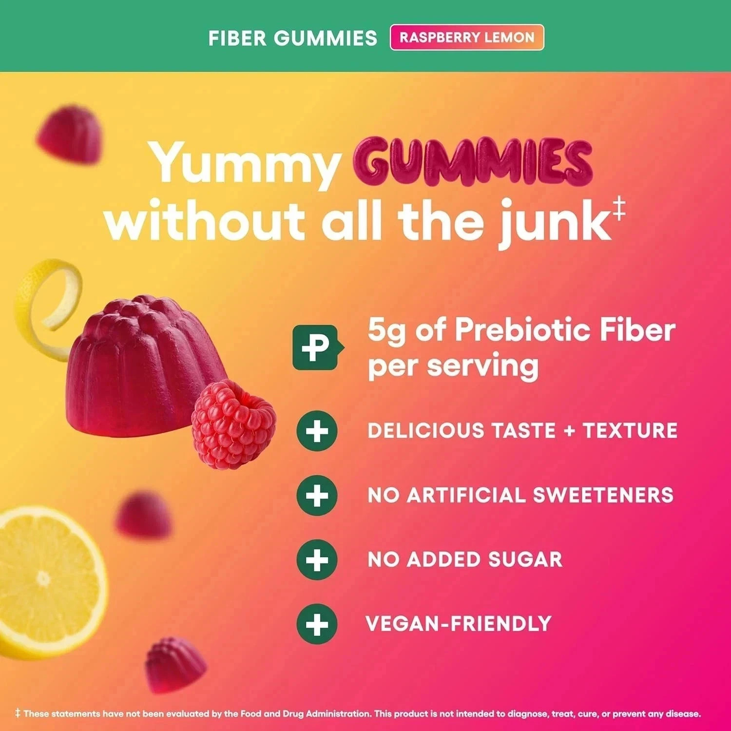 Physician’s Choice Fiber Gummies for Digestive Health & Regularity – Raspberry –