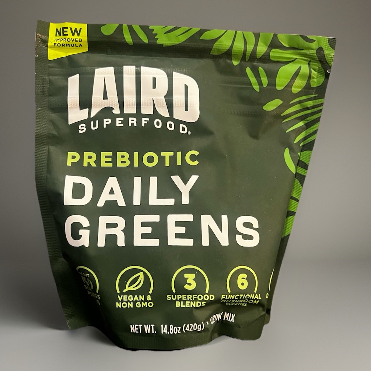 Laird Prebiotic Superfood Daily Greens – Value Size 14.8 oz (420 g) ($60 Value)