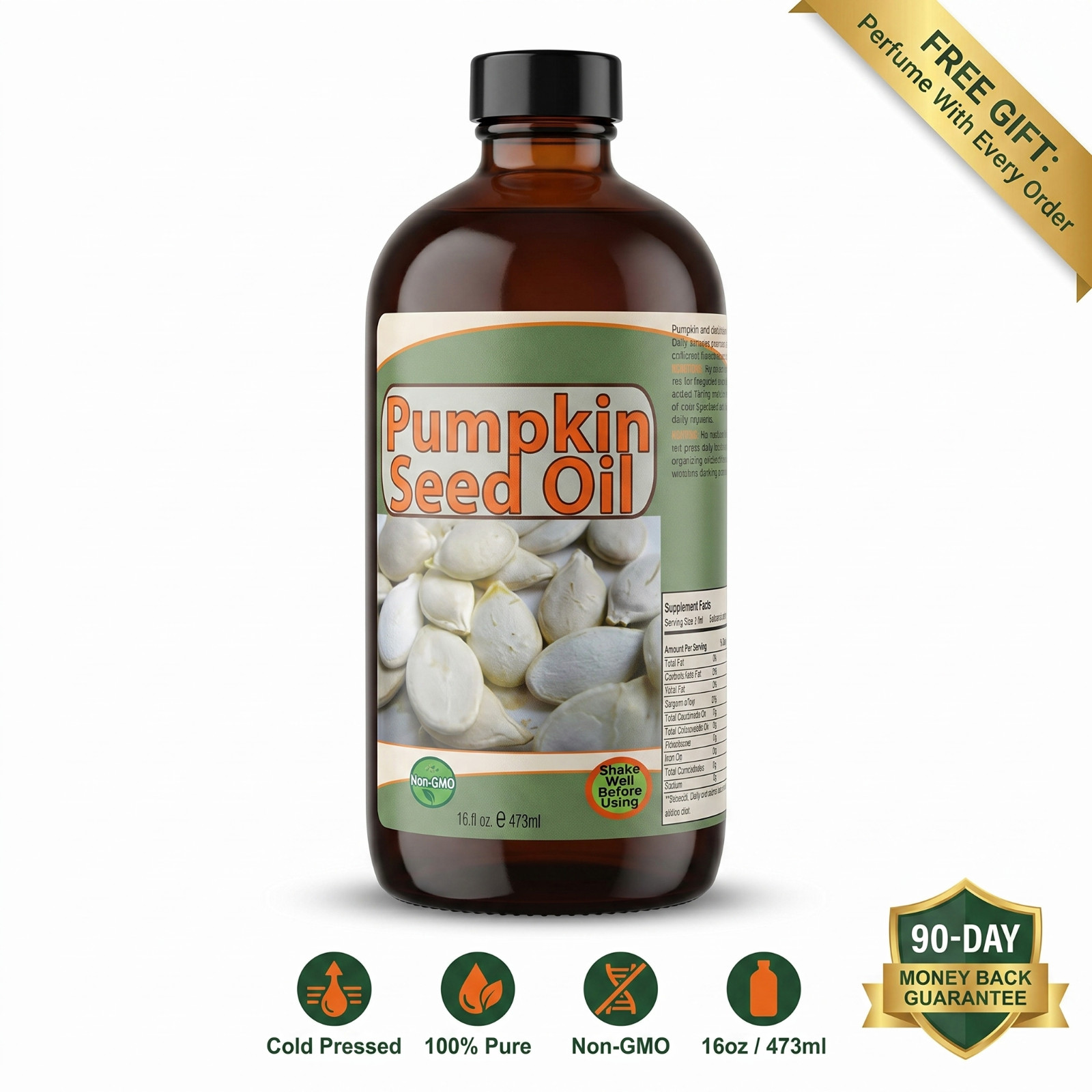 PUMPKIN SEED OIL – Pure Cold Pressed, Bladder & Heart Health Hair Growth – 16oz