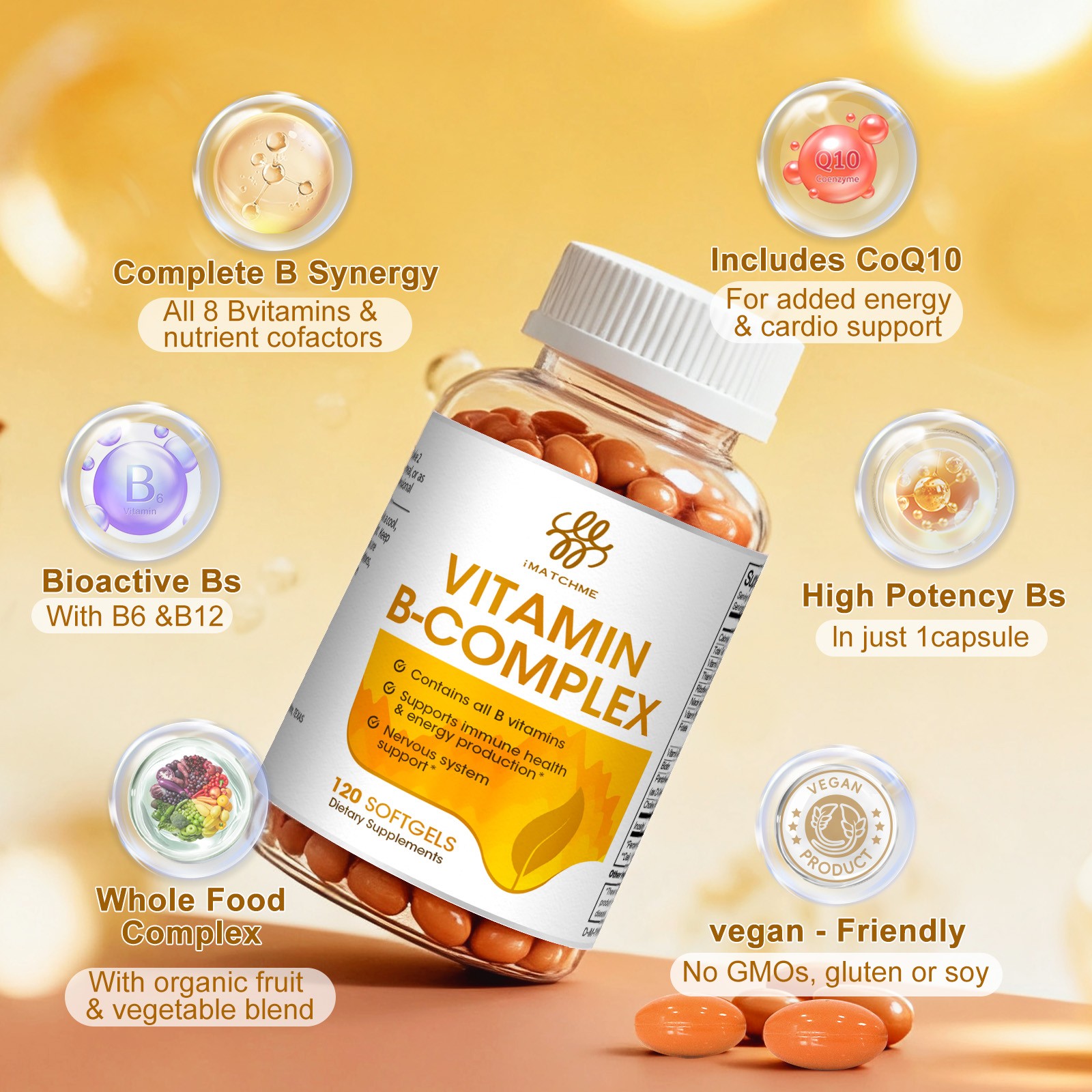 Vitamin B Complex Supplement High Potency Vitamin B1, B2, B3, B5, B6, B12