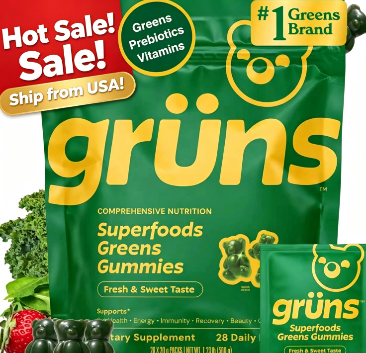 Gruns Adults Super Greens Gummies, Multivitamin Superfood Gummy Bears 28 Packs🔥