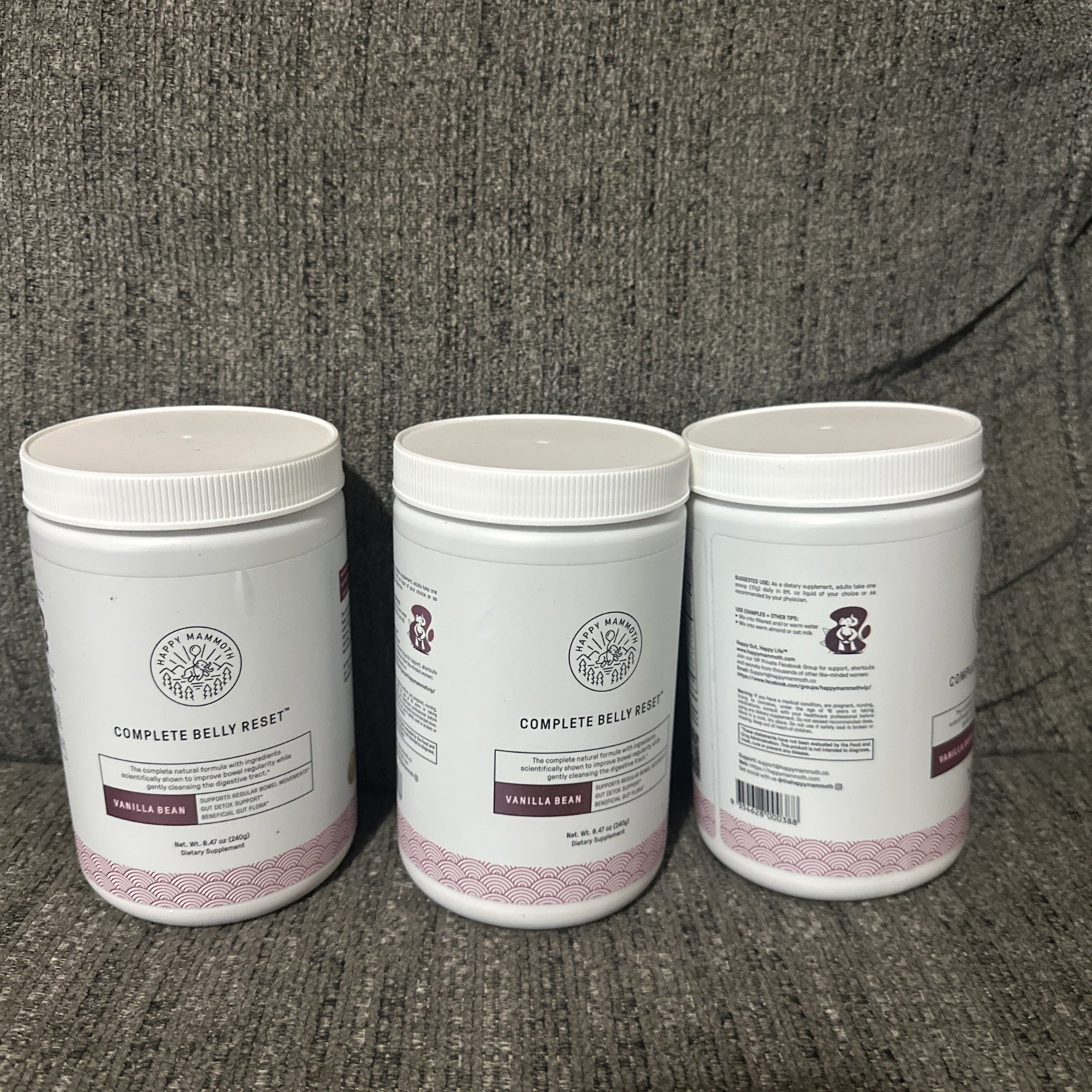3x HAPPY MAMMOTH Complete Belly Reset Vanilla Bean 240 Grams Each Exp. 10/2026