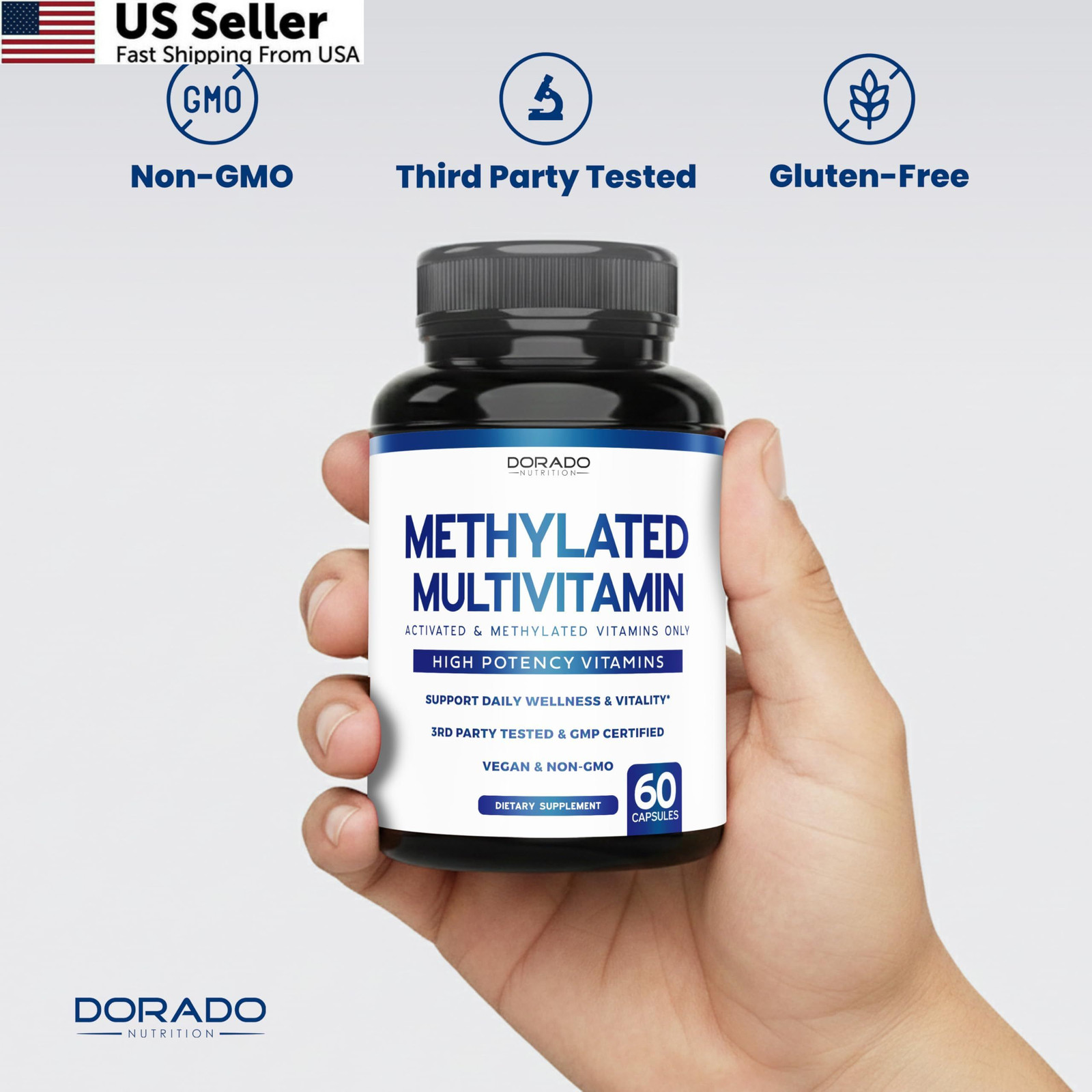 Methylated Multivitamin Complex TMG Methylfolate MTHFR 120 Capsules From USA