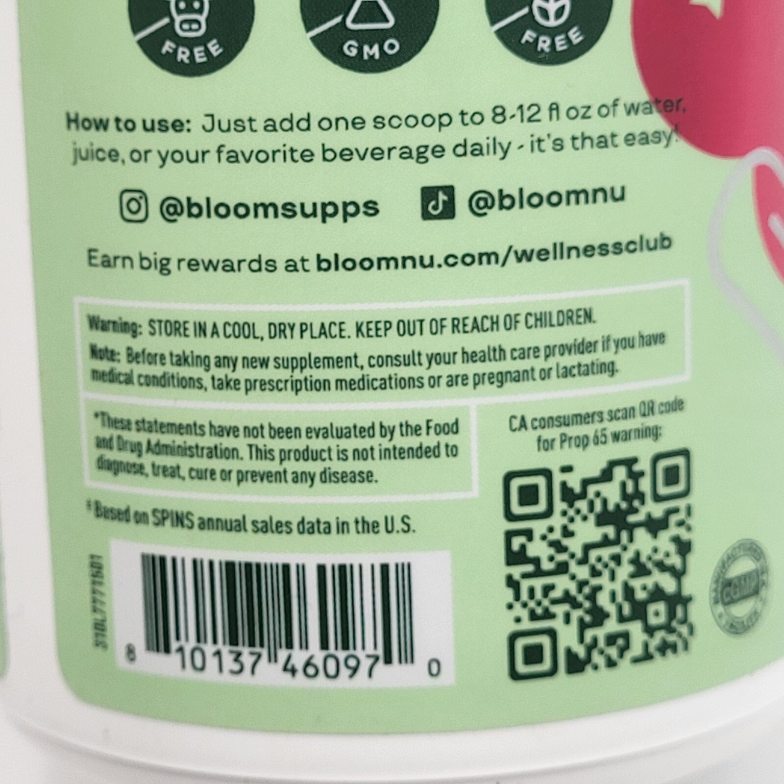 Bloom Greens & Superfoods Powder Spiced Cranberry 5.49oz 25 Servings Exp 8/26