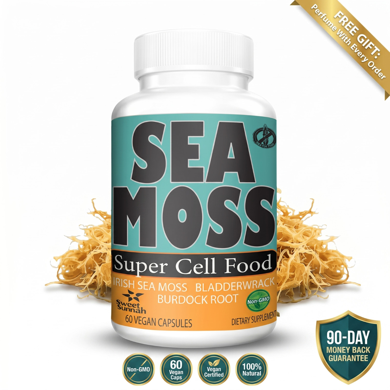SEA MOSS SUPER – Irish Sea Moss Anti-Aging Skin Hydration Hair Grow Vegan 60 Cap