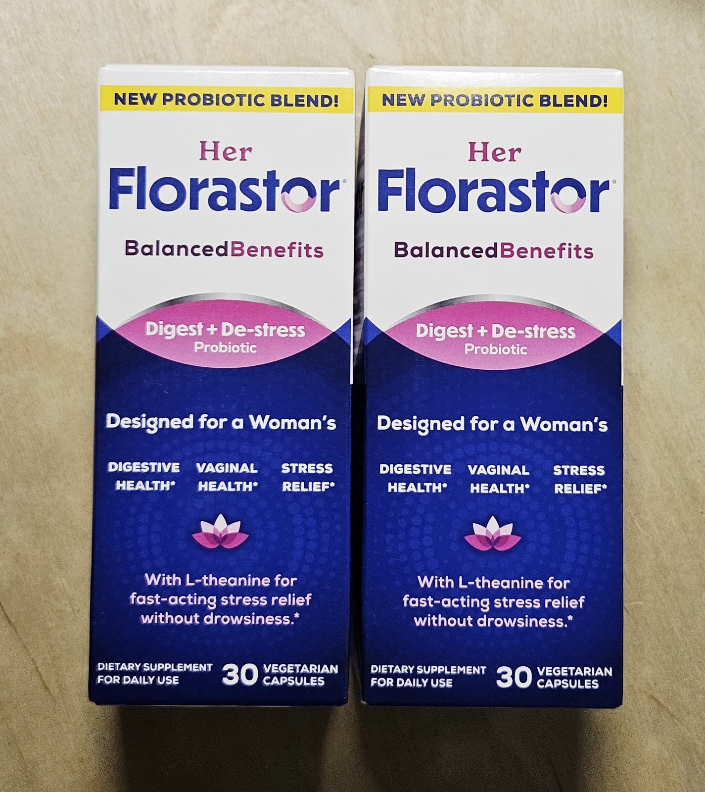 Her Florastor Digest + De-Stress Probiotic – 30 Capsules (2 Pack) Exp. 08/2026