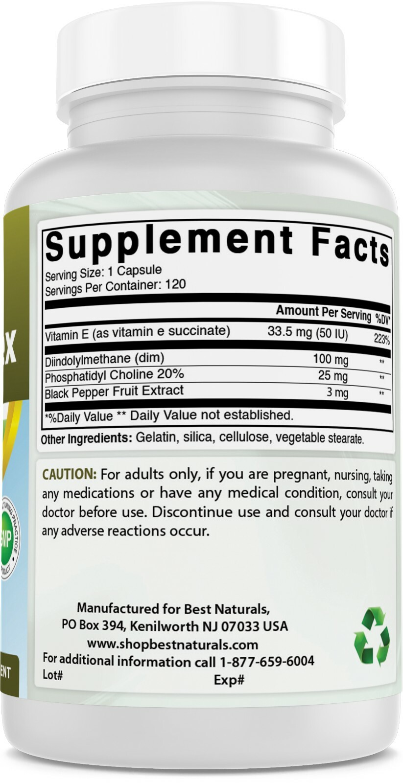 2 Pack Best Naturals DIM-Complex 100 mg 120 Capsules