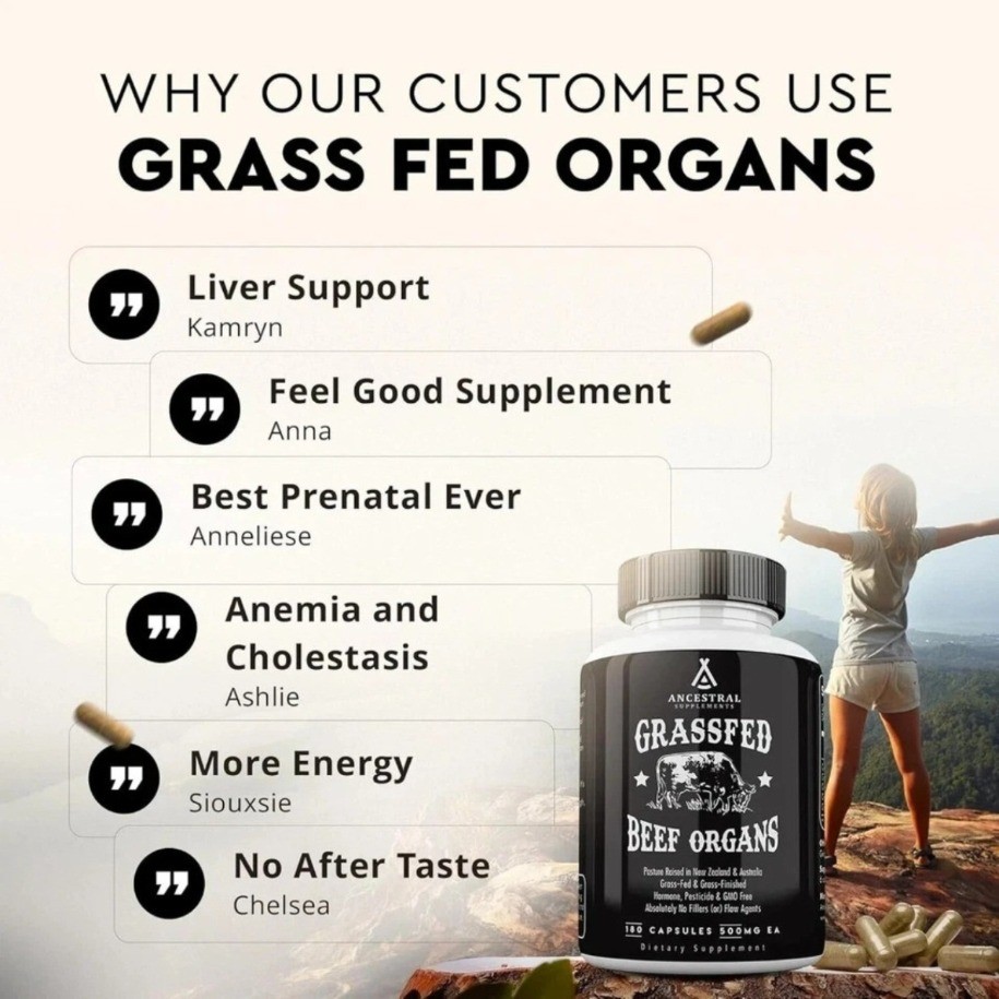 Ancestral Supplements Grass Fed Beef Organs | Boost Health & Vital Energy