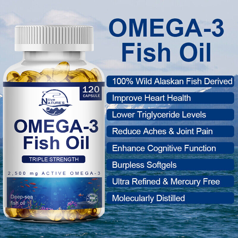 Omega 3 Fish Oil Capsules 3x Strength 3600mg EPA & DHA, Highest Potency – 2PACKS