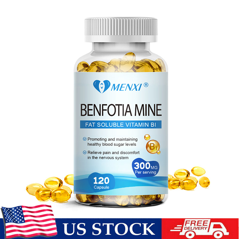 MENXI Benfotiamine 300mg with Vitamin B-1/Thiamin High Potency 120 Caps Non-GMO