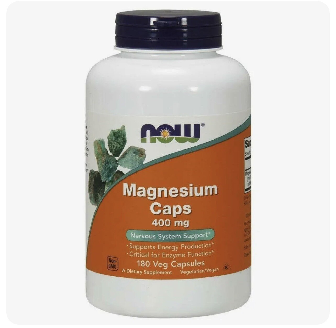 NOW Magnesium Caps 400mg, 180 Veg Capsules Exp 04/27