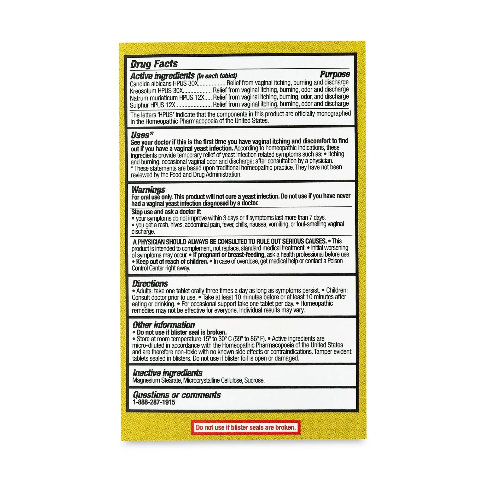 Equate, Yeast Relief, 60 Count, Tablets, Temporarily relieves yeast infection