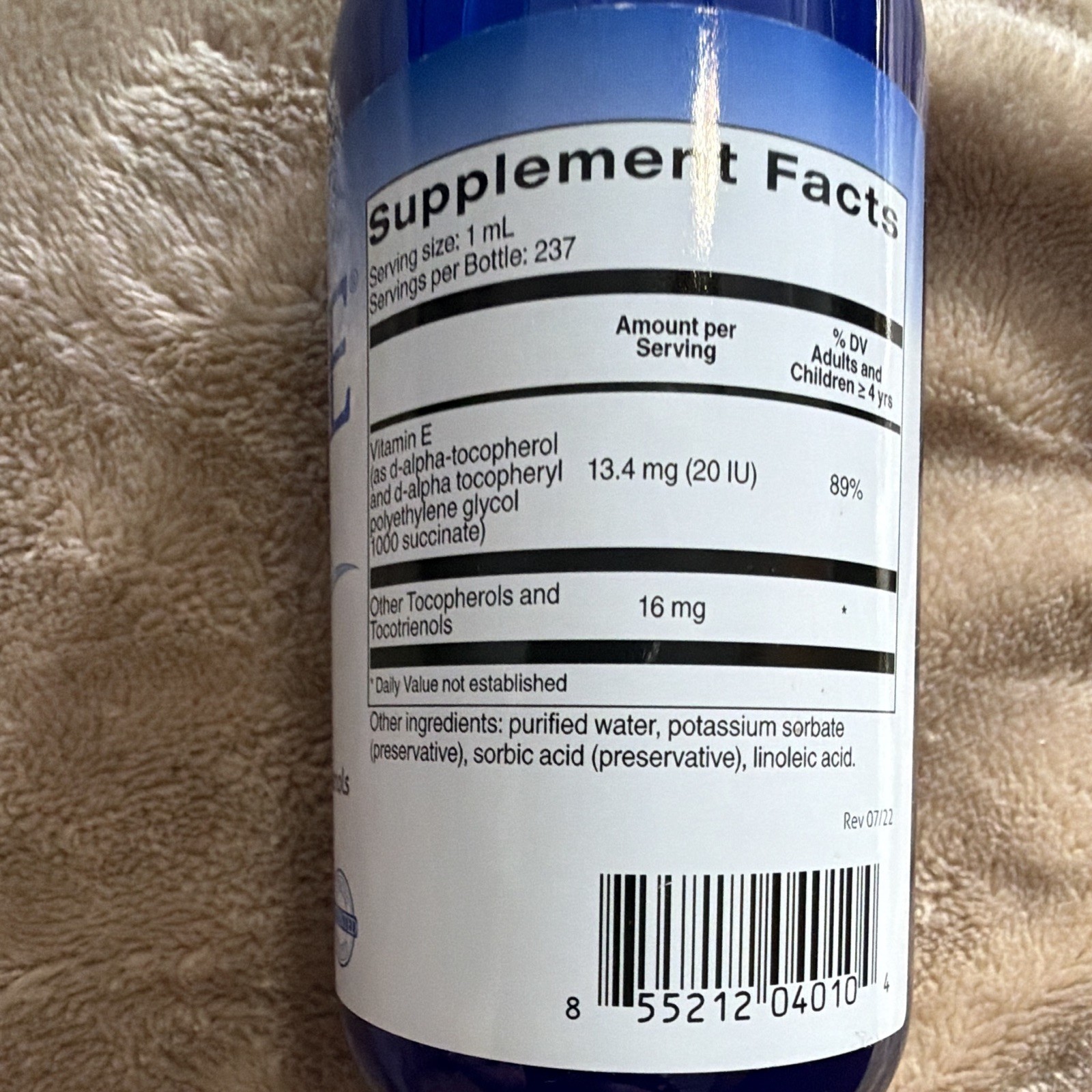 AQUA-E Vitamin E with TPGS, 20 IU/mL, 8 fl oz (237 mL) Supplement
