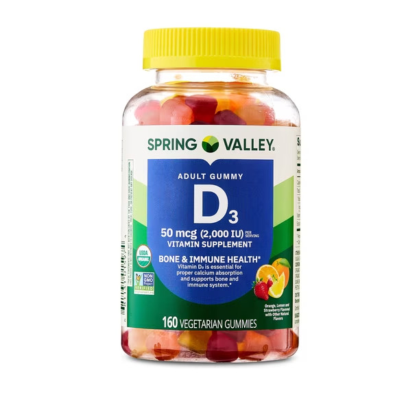 Spring Valley USDA Organic Vitamin D3 Vegetarian Gummies, 50 mcg, 160 Count