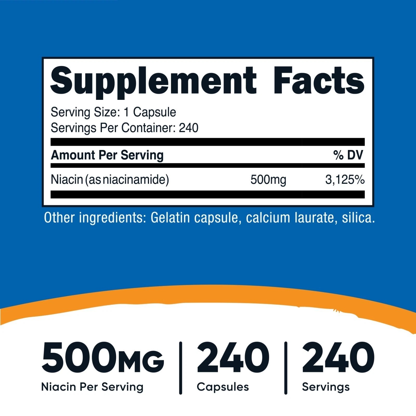 Nutricost Niacinamide (Vitamin B3) 500mg, 240 Capsules – Flush Free, Gluten Free