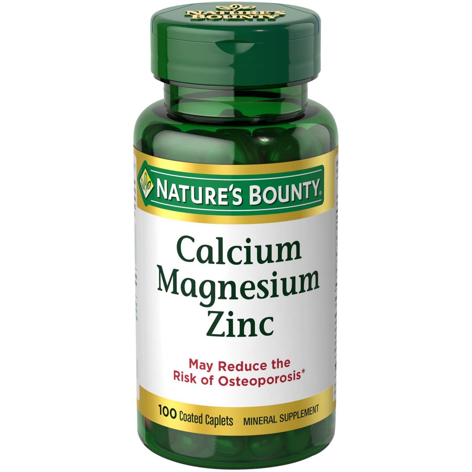 Nature’s Bounty Calcium Magnesium & Zinc Caplets, 100 Count (Pack of 1)