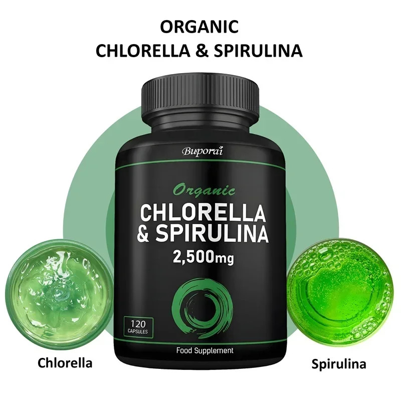 Organic Chlorella & Spirulina 2500mg 240pcs,Improves Gut,Digestion & Skin Health