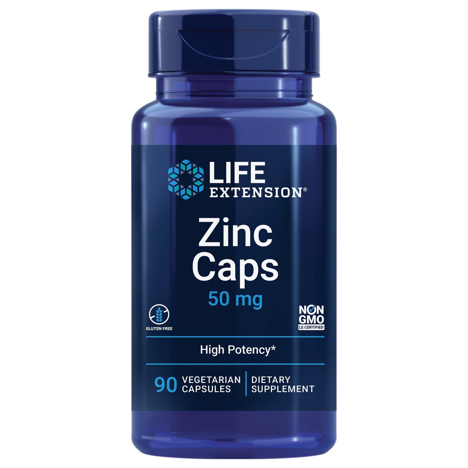 Life Extension Zinc Caps, zinc 50 mg, 90 Count (Pack of 1), Off White
