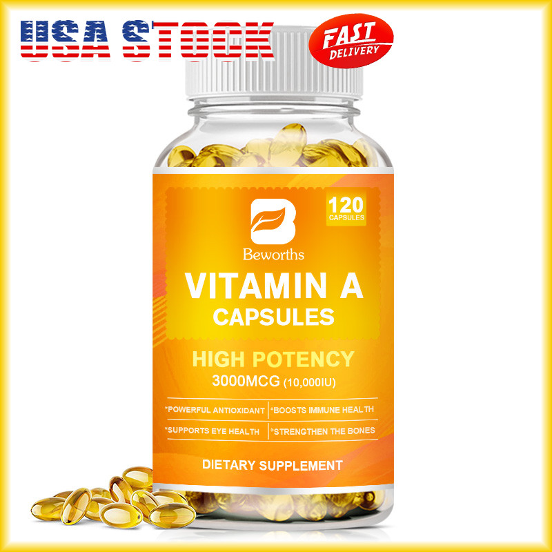 120pcs Vitamin A 10,000 IU Capsules,Support Immunity ,Bone & Eye Health
