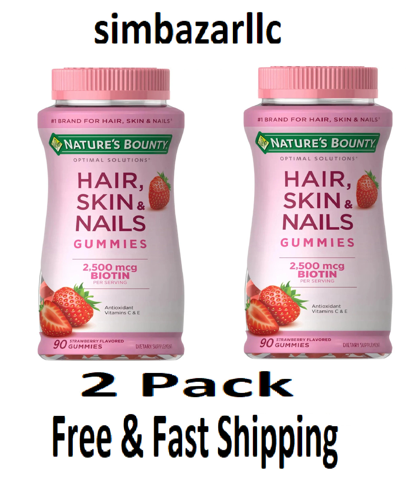 Nature’s Bounty Hair Skin and Nail Vitamins Biotin Women Multivitamin90 (2 Pack)