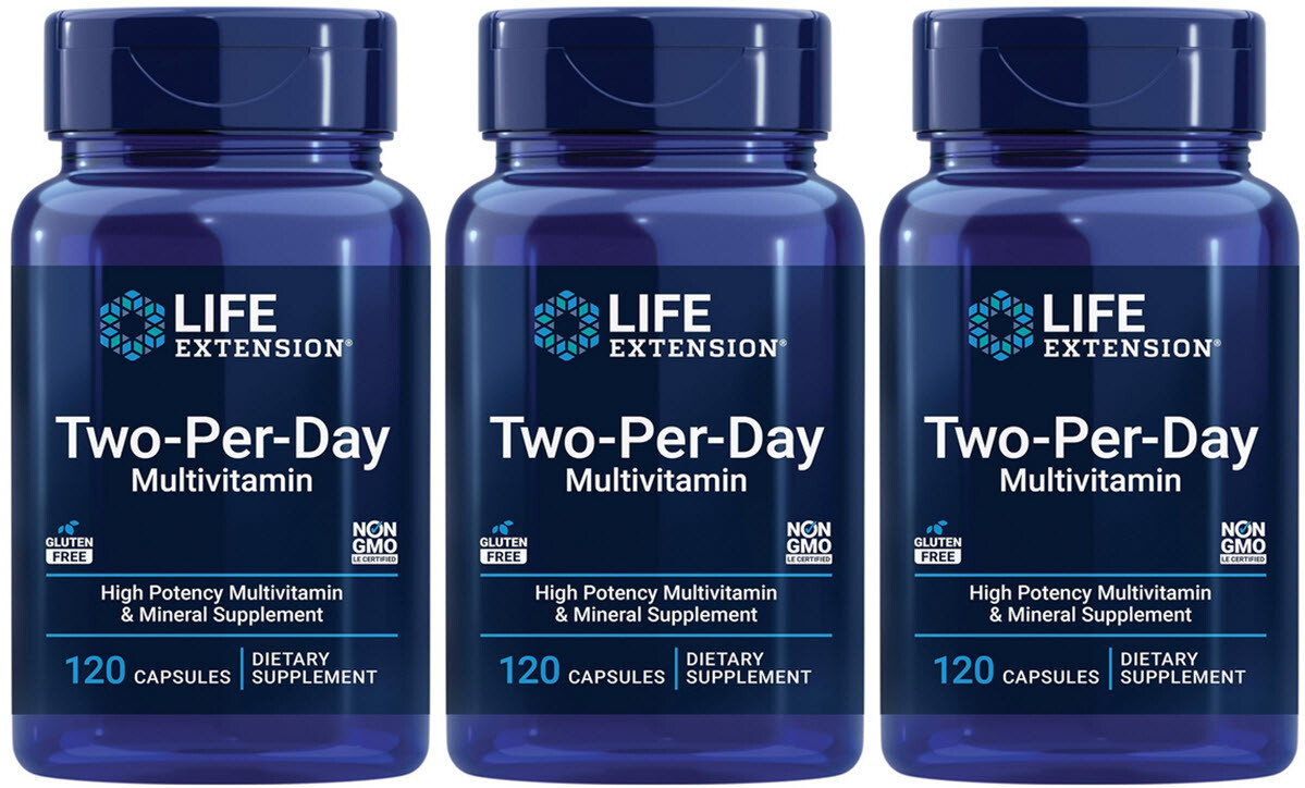 TWO PER DAY MULTIVITAMIN 360 Cap VITAMINS B, C, D, ZINC, MINERAL LIFE EXTENSION
