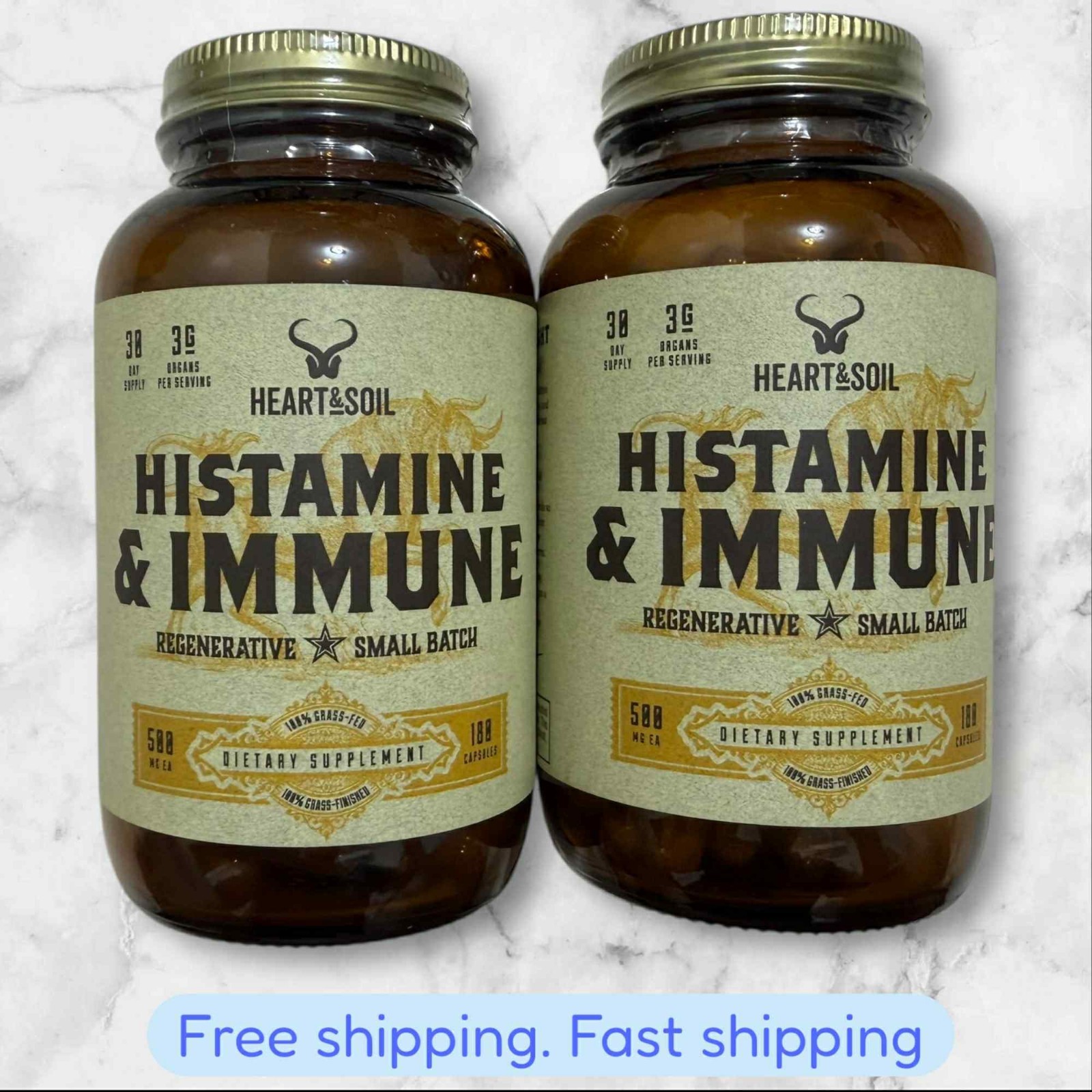 FOR 2 HEART & SOIL Histamine Immune 30 Day Supply 180 Capsules EXP2027+ NEW SHIP