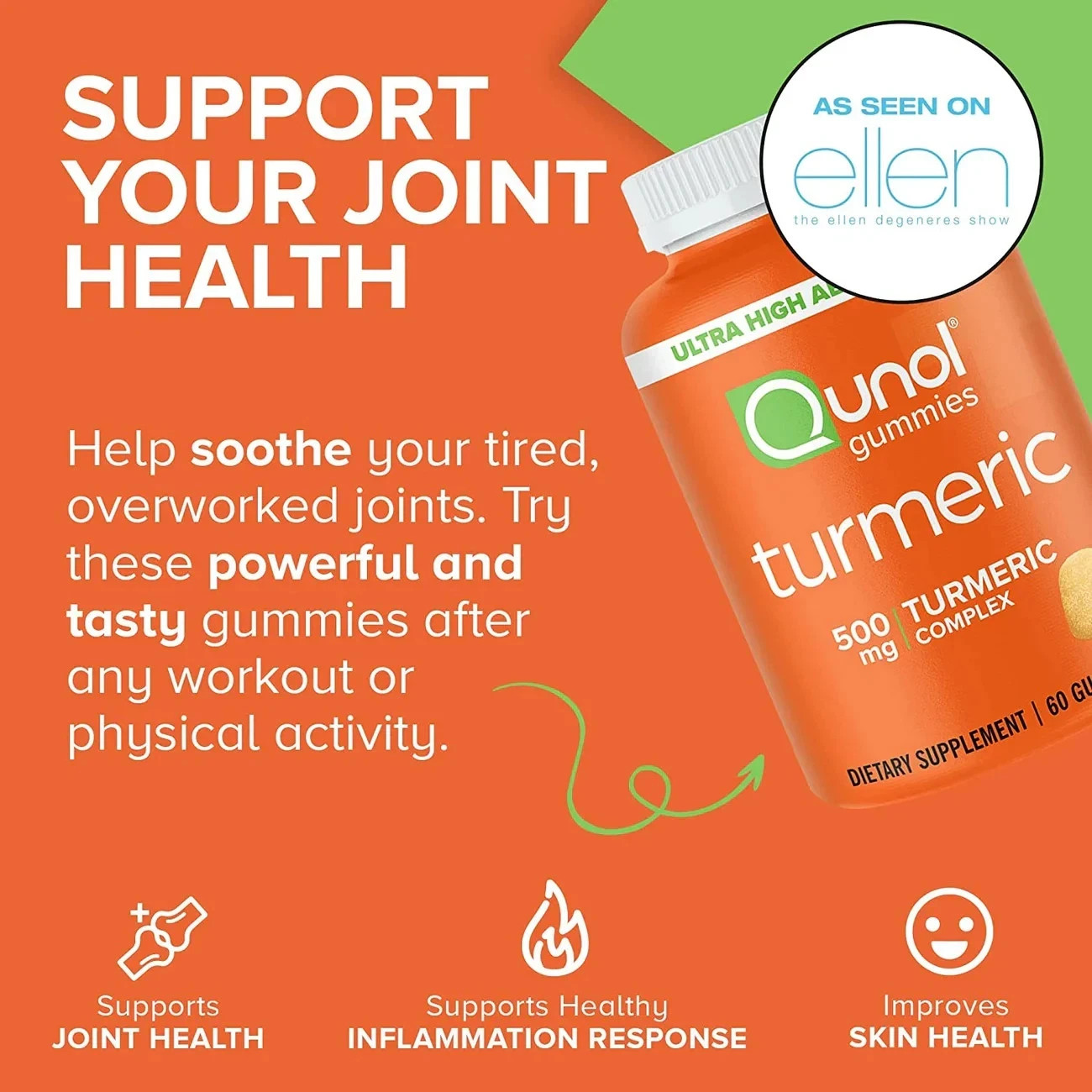 2 Pack Qunol Turmeric Curcumin 500mg Gummies 200 Ct Vegan Gluten Free
