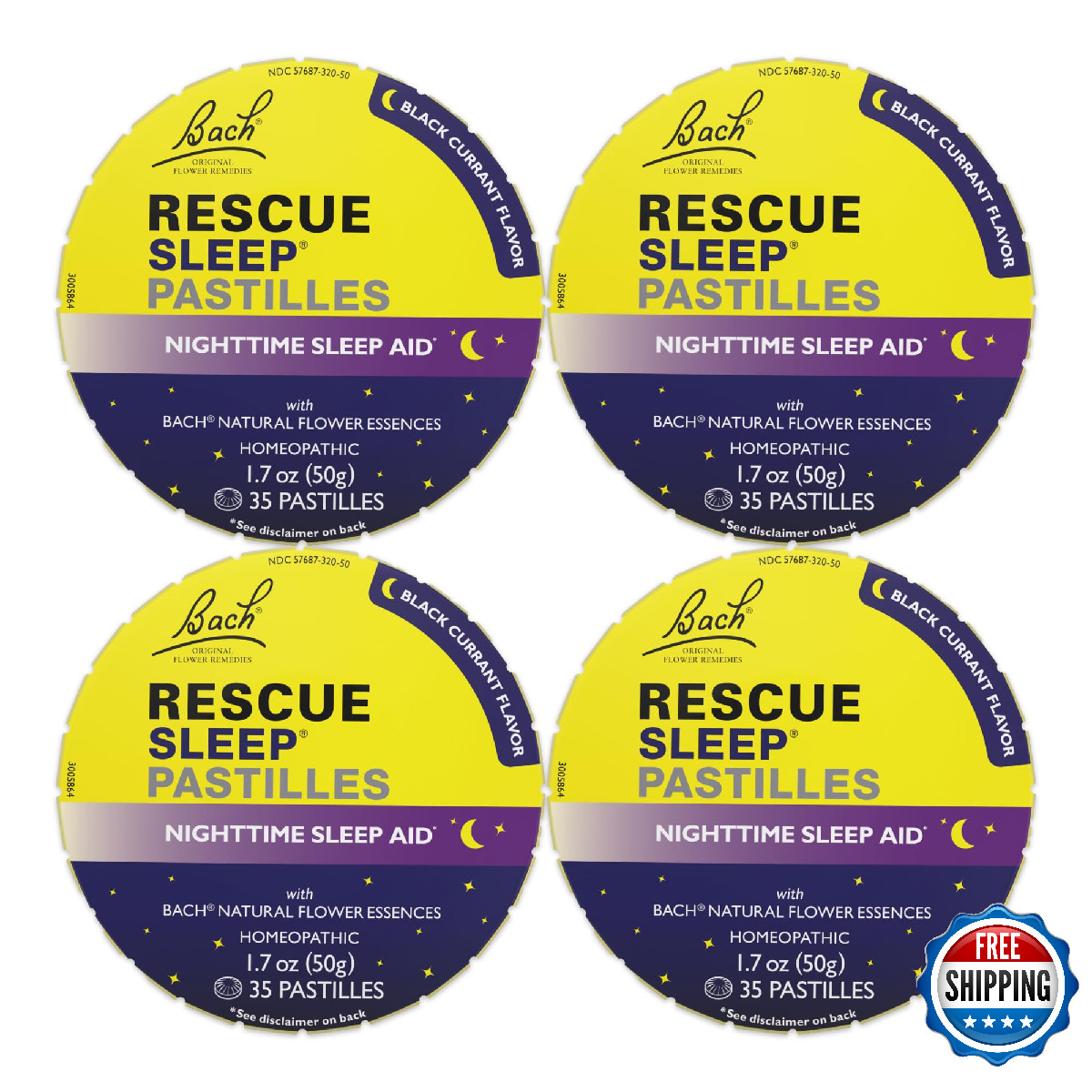 Bach RESCUE Sleep PASTILLES, Black Currant Flavor, No Melatonin Lozenges, Homeop