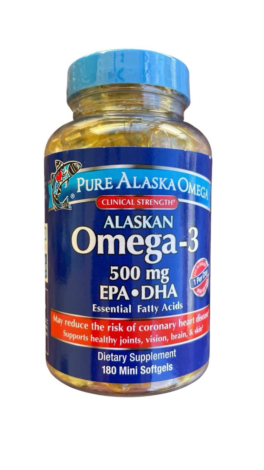 Pure Alaska Omega-3 Premium Fish Oil, 500 mg EPA+DHA, 180 mini Softgels