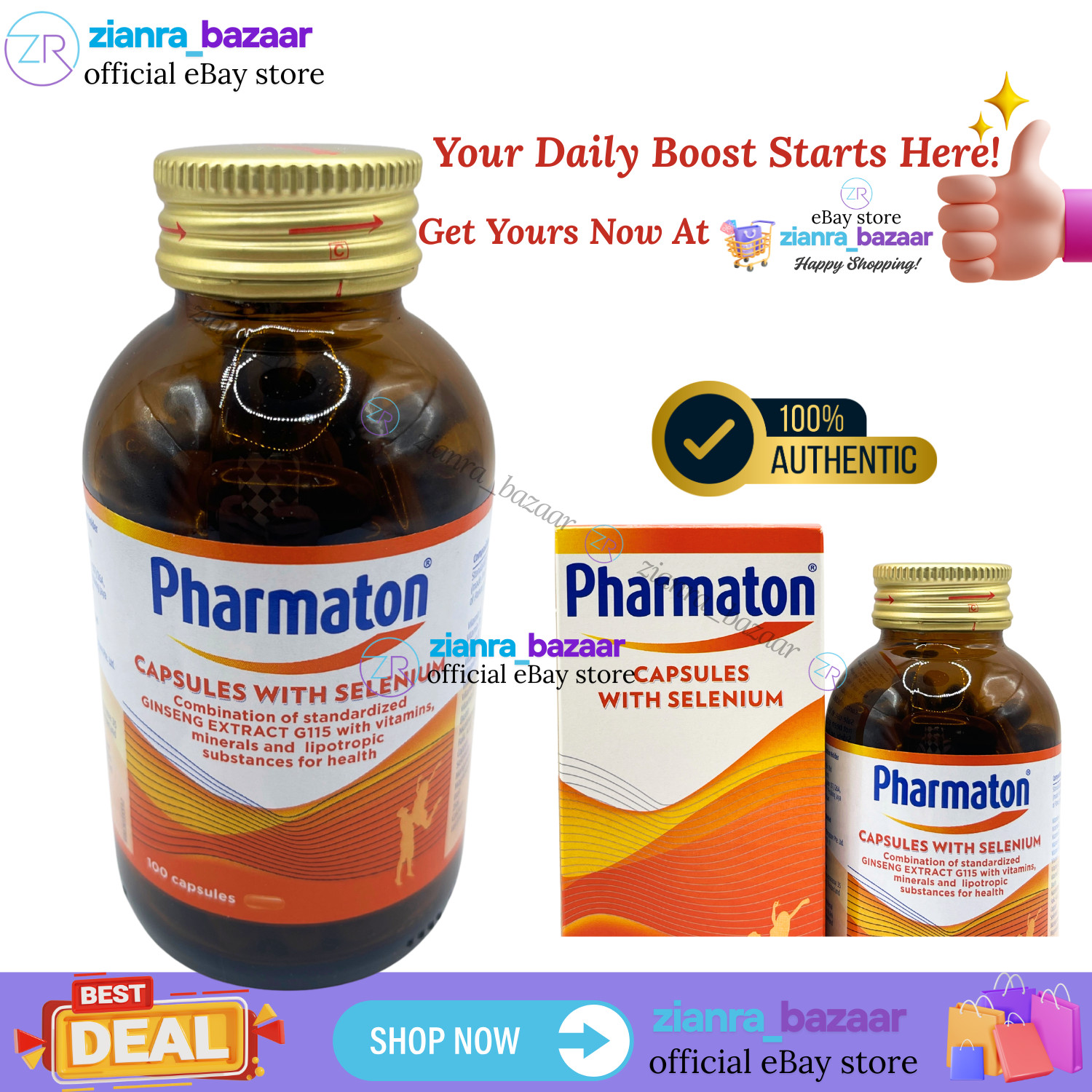 Pharmaton with Ginseng G115 100 Tablets Ginseng and Selenium Energy Booster
