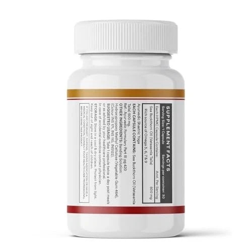 INLIFE Sea Buckthorn Oil 500mg 30 Liquid Filled Veg Capsules Pack of 1 Omega FS