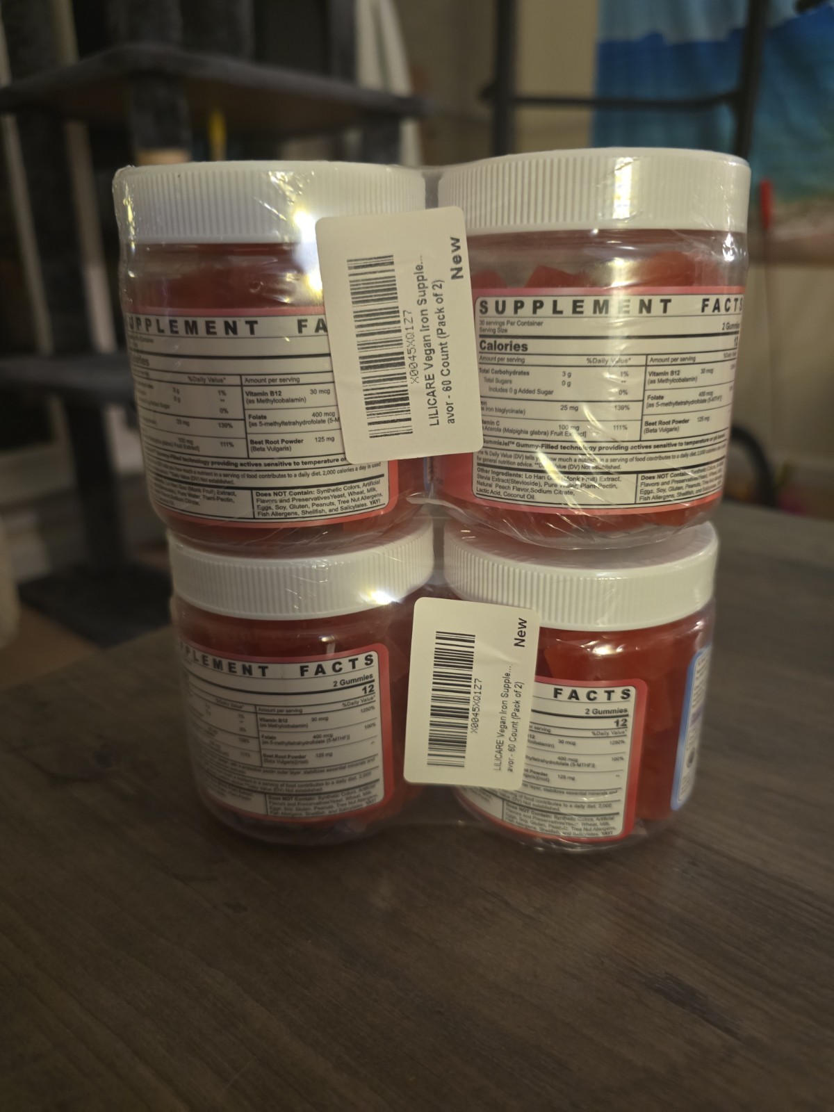 2 X 2-Pack = 4 Total Iron Gummies, 25mg Plus Vitamin C, Beet Root, Vitamin B12,