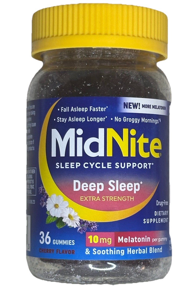 5X MidNite DEEP SLEEP Cycle Support 10mg Melatonin 36 Cherry GUMMIES SEE PHOTOS