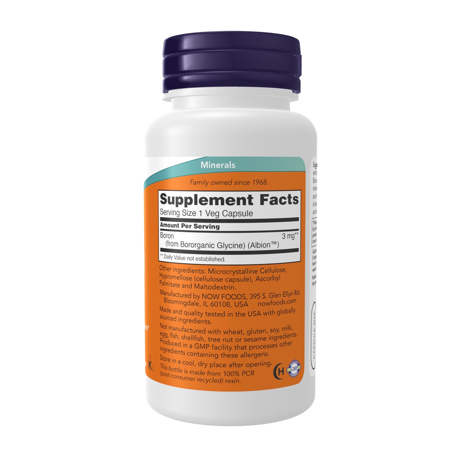 Supplements, Boron 3 mg (Bororganic Glycine), Structural Support*, 100 Veg Caps