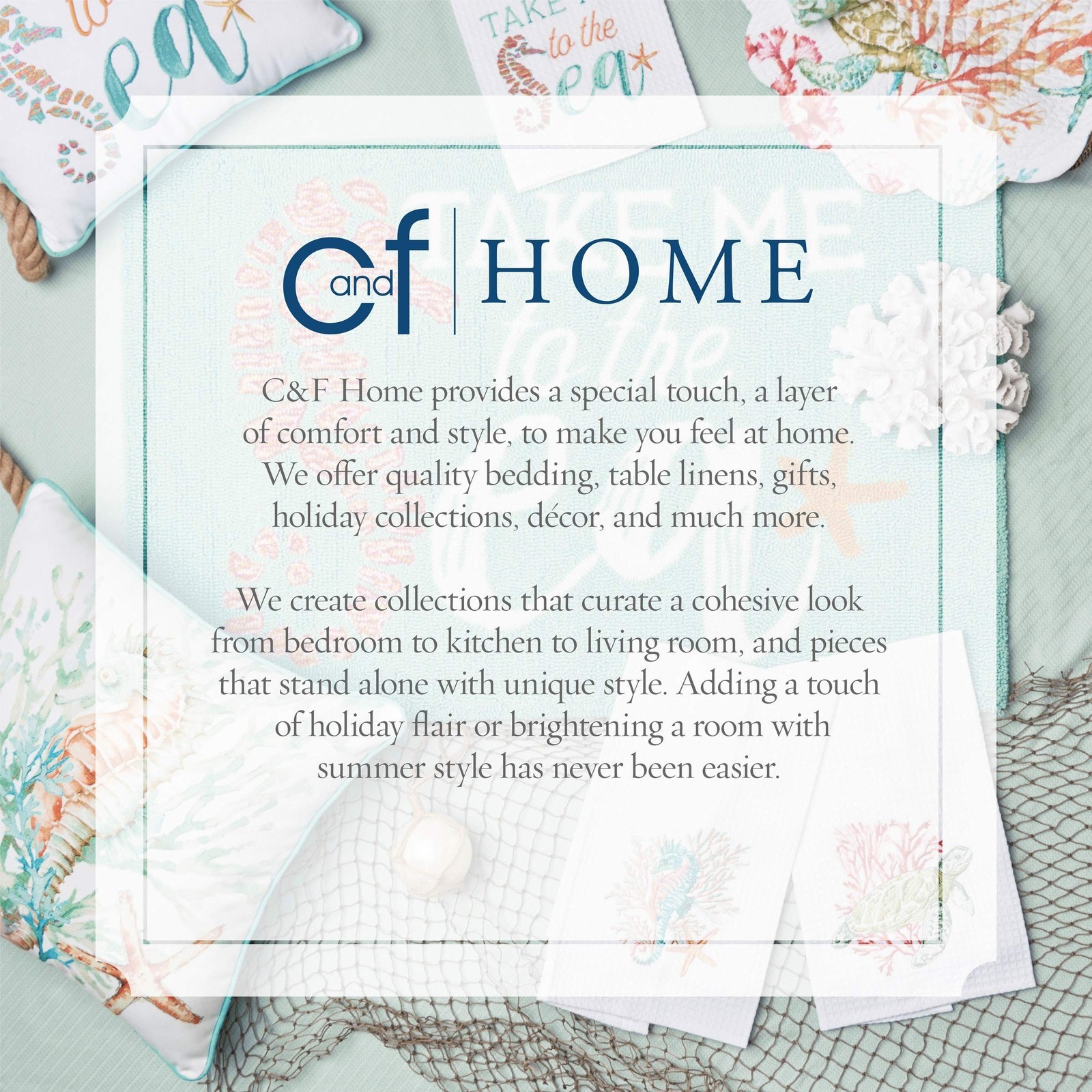 C&F Home Ocean Treasures Coastal Theme Blue Starfish Sand Dollar Coral Beach …