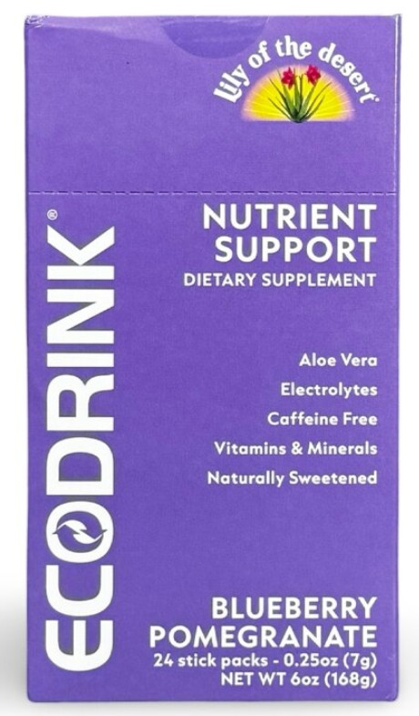 Lily of The Desert EcoDrink Nutrient Support Hydration 24 Stick Packs EXP 7/26
