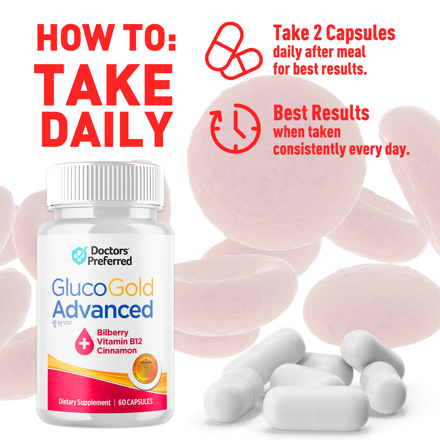 (2 Pack) Gluco Gold Blood Balance Advanced Support Glycogen Supplement 120 Caps
