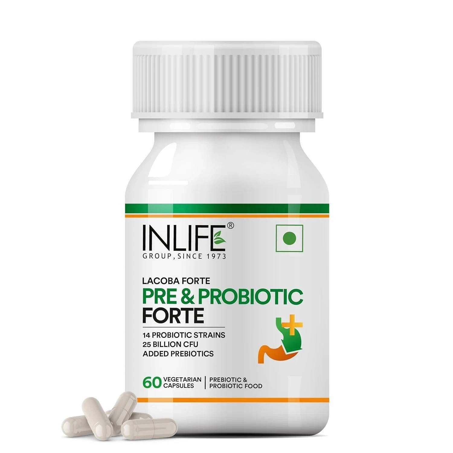 INLIFE Prebiotic and Probiotics Forte Supplement | 60 Vegetarian Capsules i851