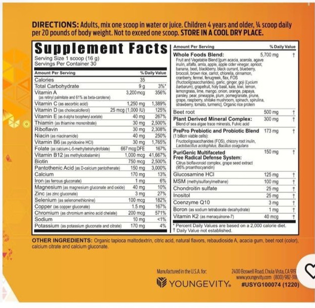 Youngevity Beyond Tangy Tangerine 2.5 Tropical Tangerine 90 Servings 2 Pack
