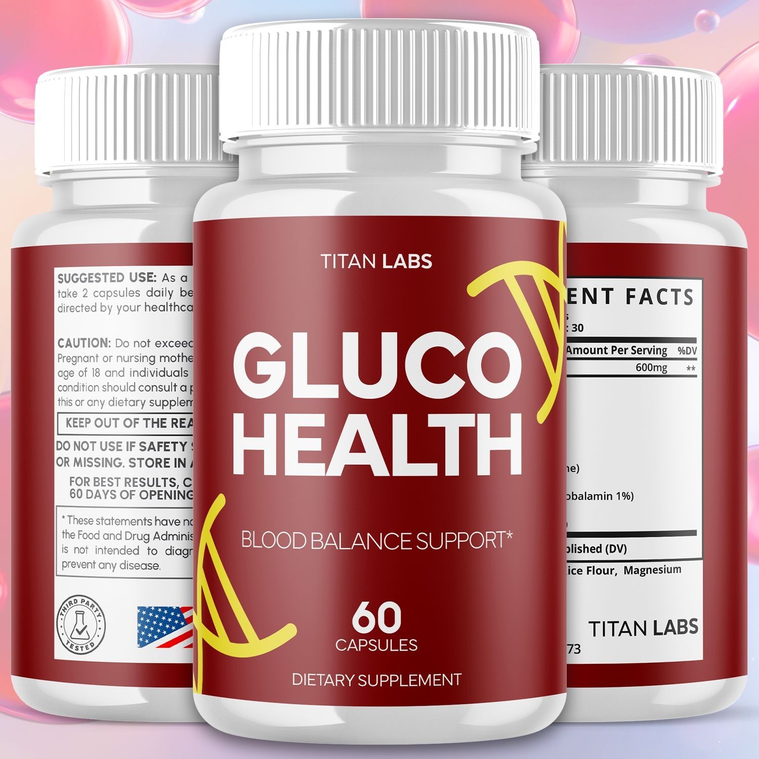 (1 Pack) Gluco Health Advanced Blood Support Supplement GlucoHealth 60 Capsules