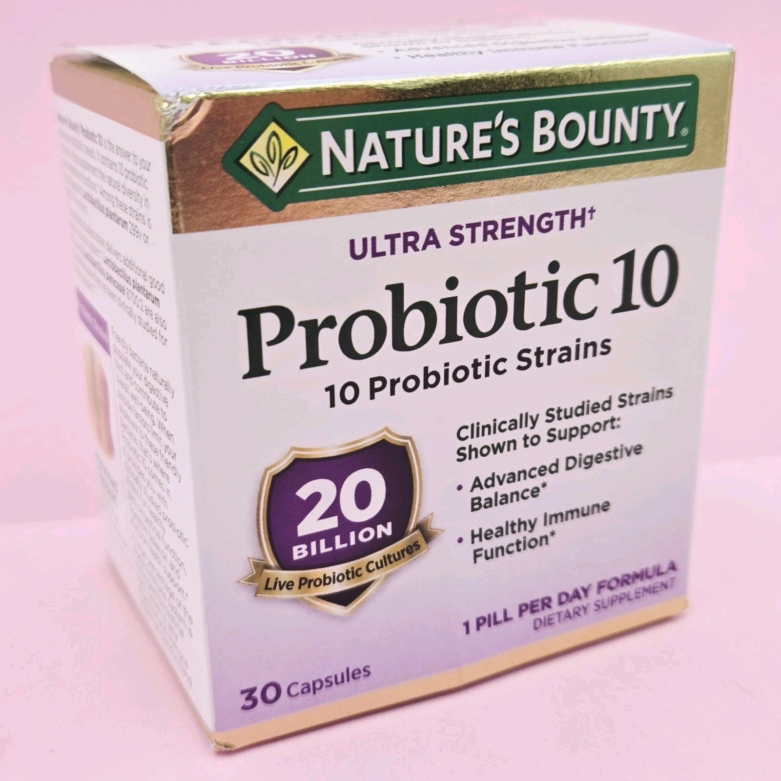 Nature’s Bounty Probiotic 10, 20 Billion Live Probiotic Cultures, 30 Capsules