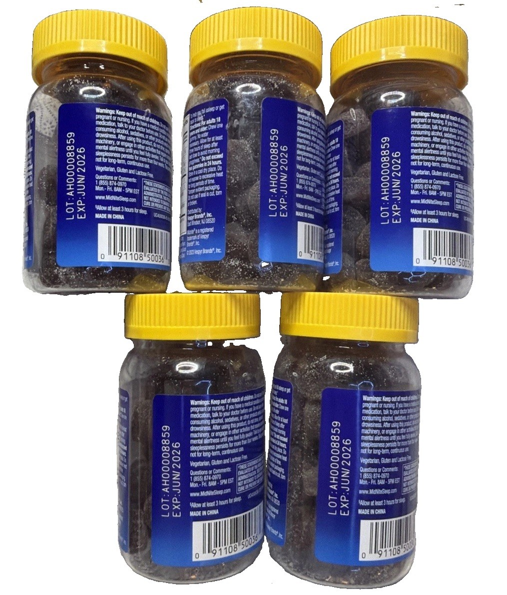 5X MidNite DEEP SLEEP Cycle Support 10mg Melatonin 36 Cherry GUMMIES SEE PHOTOS