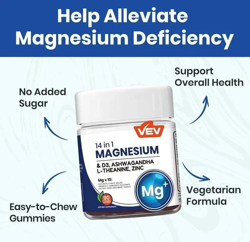 VEV 14-in-1 Magnesium Gummies – with Ashwagandha, L-Theanine, Vitamin D3 & Zinc